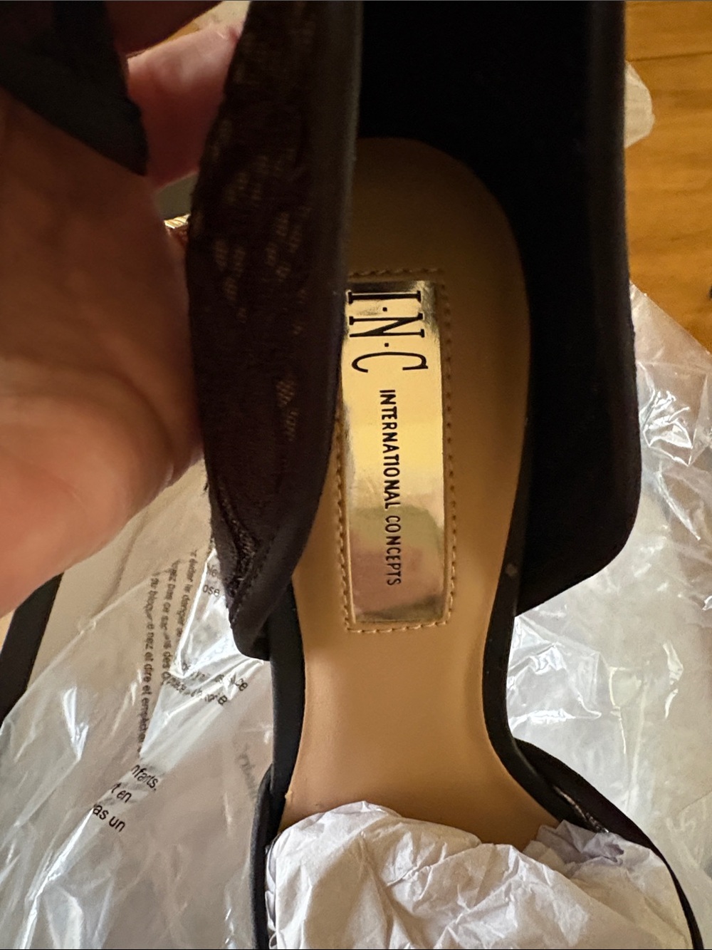 INC International Concepts Black Lace D'Orsay Pointed Stiletto Heels - Picture 6 of 7
